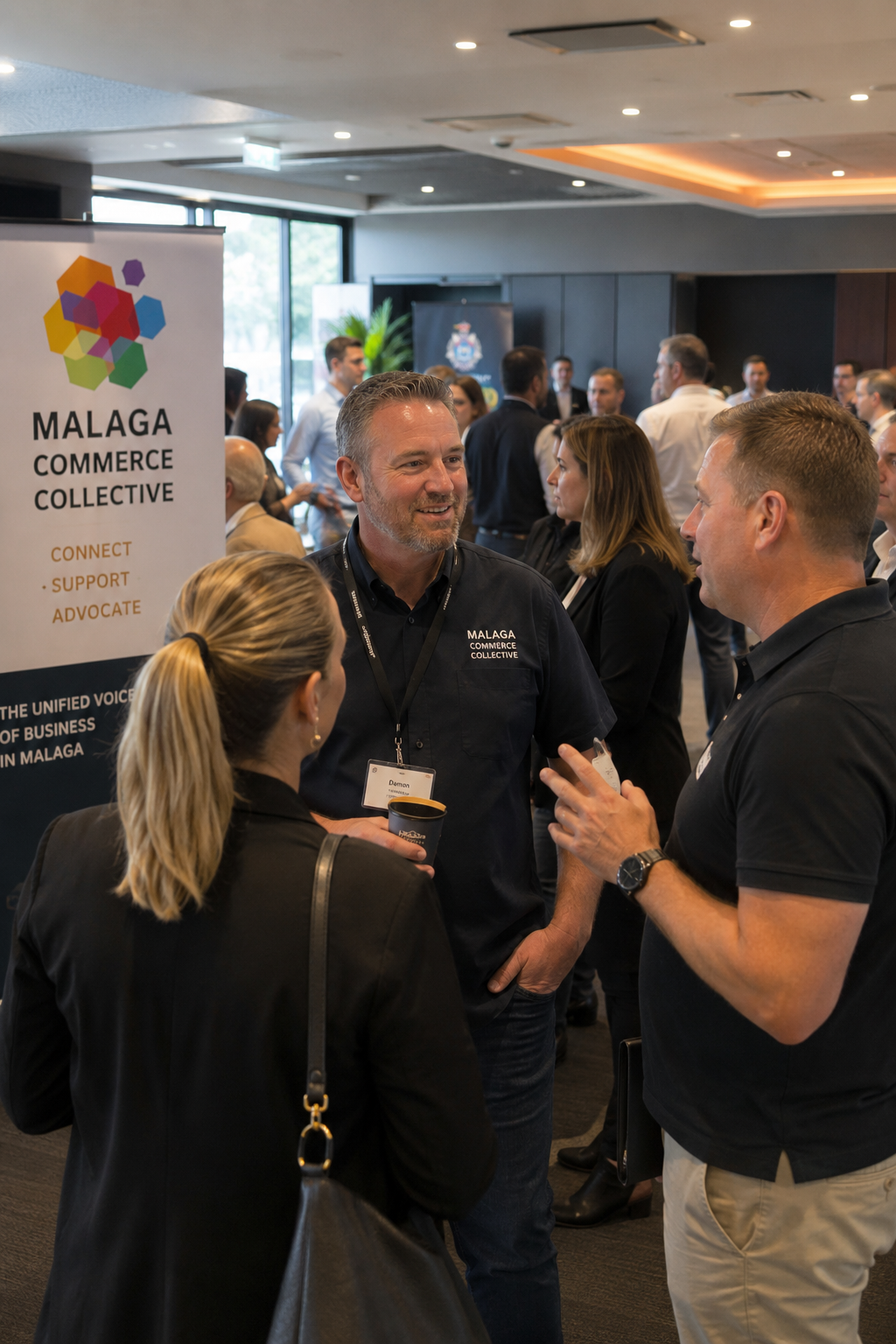 People connecting at a business networking gathering